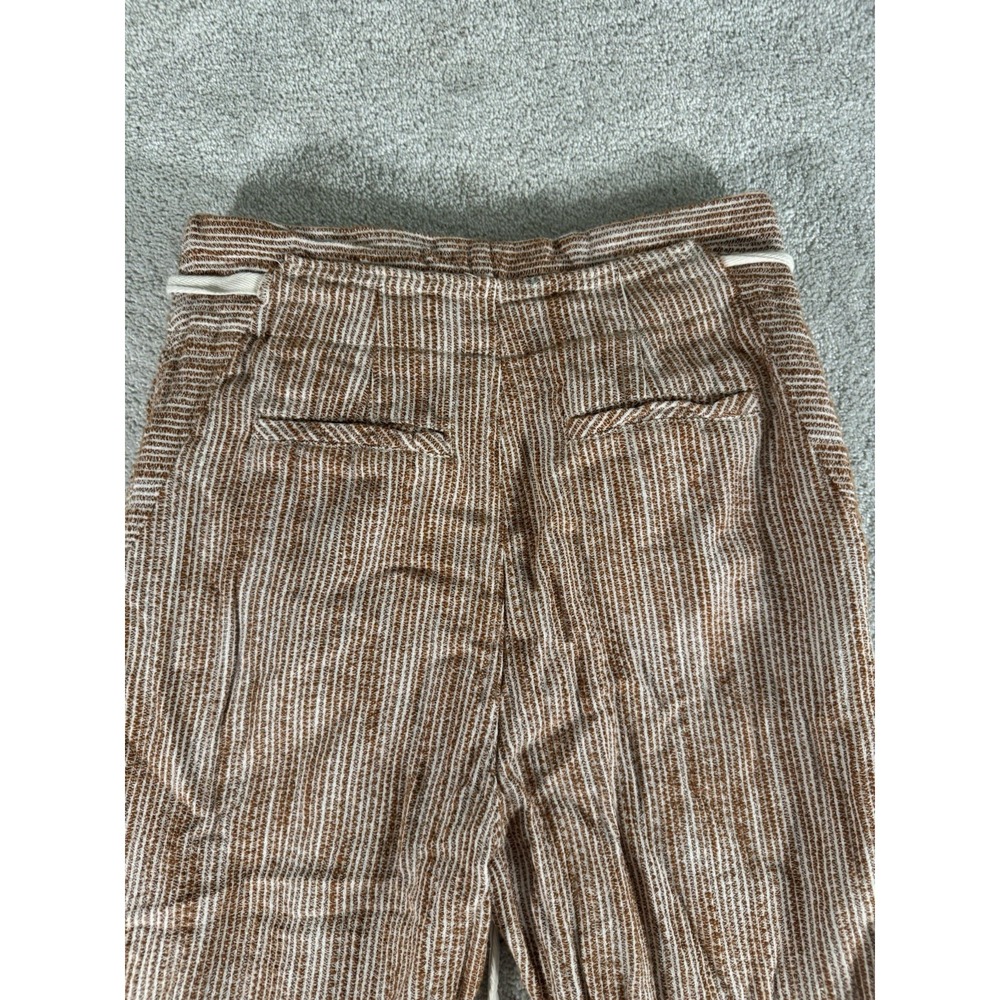 Free People Slouchy Utility Linen Striped Pants Boho Casual Drawstring Waist 4‎ - Picture 5 of 9